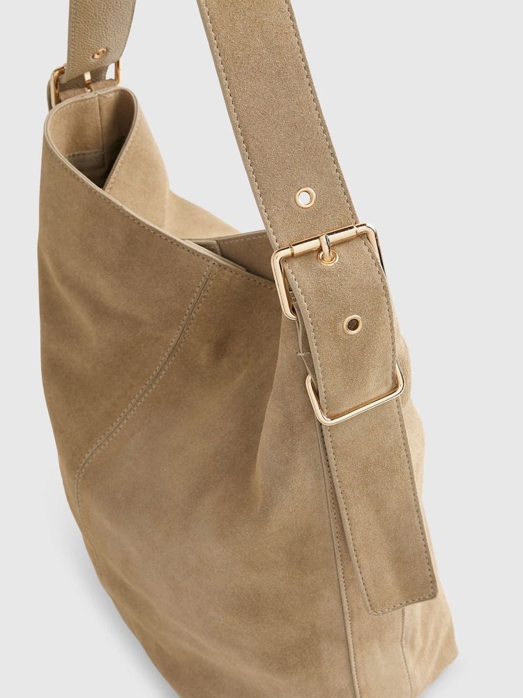 River Island Brown Suede Buckle Shopper Bag - Image 6 of 6