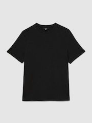 Reiss Black Barton Premium Interlock Modern-Fit T-Shirt - Image 2 of 6