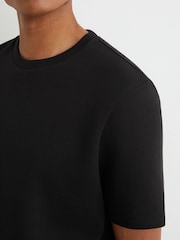 Reiss Black Barton Premium Interlock Modern-Fit T-Shirt - Image 3 of 6