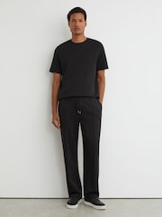 Reiss Black Barton Premium Interlock Modern-Fit T-Shirt - Image 4 of 6