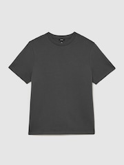 Reiss Charcoal Grey Barton Premium Interlock Modern-Fit T-Shirt - Image 2 of 7