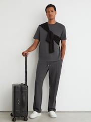 Reiss Charcoal Grey Barton Premium Interlock Modern-Fit T-Shirt - Image 3 of 7