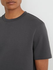 Reiss Charcoal Grey Barton Premium Interlock Modern-Fit T-Shirt - Image 6 of 7