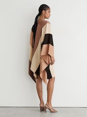 Reiss Chocolate Brown/Cream Ari Colour-Block Tunic Dress - Image 6 of 7