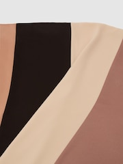 Reiss Chocolate Brown/Cream Ari Colour-Block Tunic Dress - Image 7 of 7