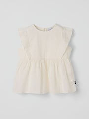 Polarn O. Pyret White Organic Cotton Ruffled Blouse - Image 1 of 4