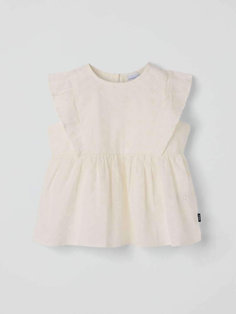 Polarn O. Pyret White Organic Cotton Ruffled Blouse - Image 1 of 4 Polarn O. Pyret White Organic Cotton Ruffled Blouse - Image 1 of 4