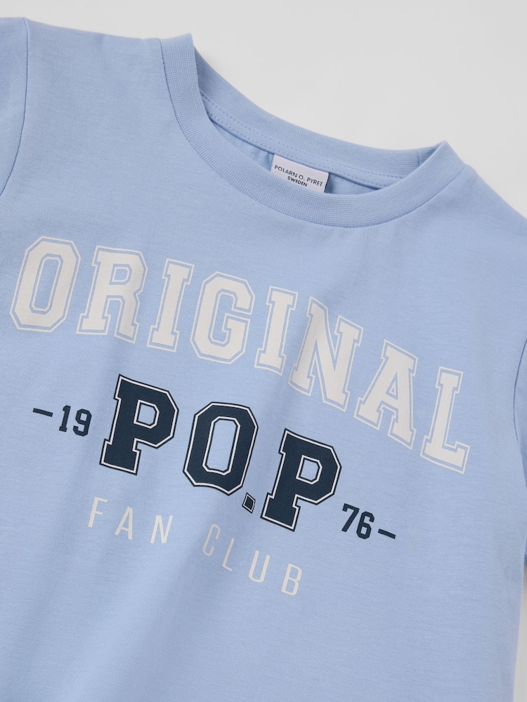 Polarn O. Pyret Blue Cotton Printed T-Shirt - Image 3 of 3
