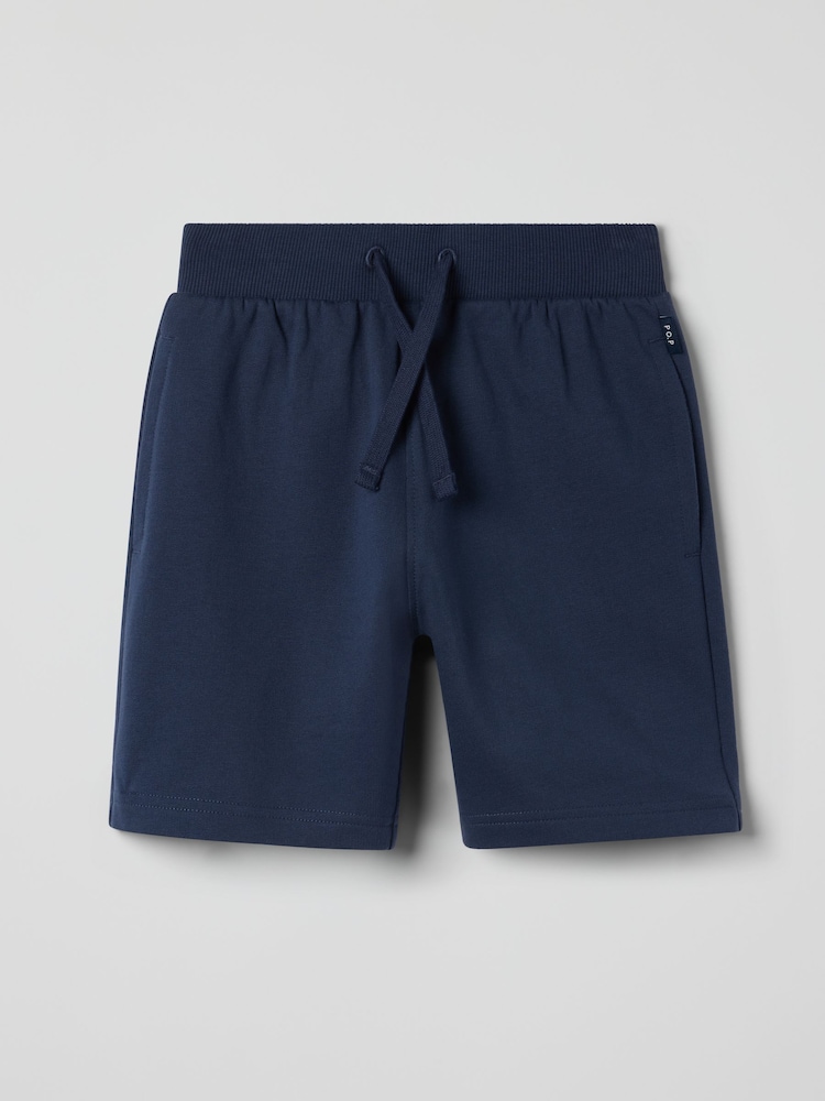 Polarn O. Pyret Blue Organic Cotton Drawstring Shorts - Image 1 of 3