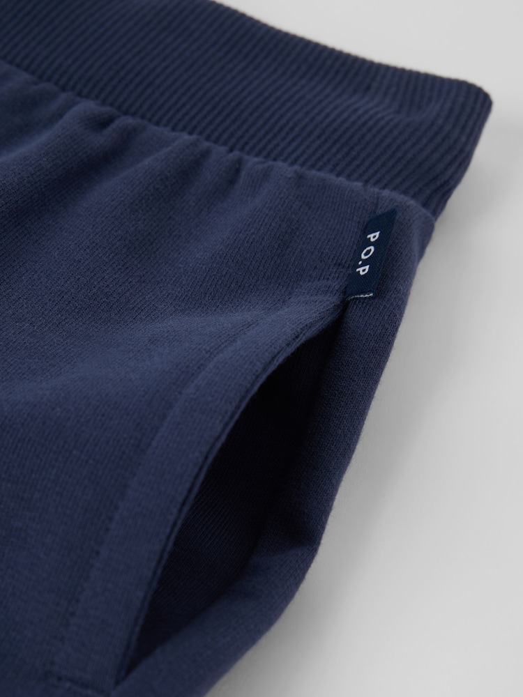 Polarn O. Pyret Blue Organic Cotton Drawstring Shorts - Image 3 of 3