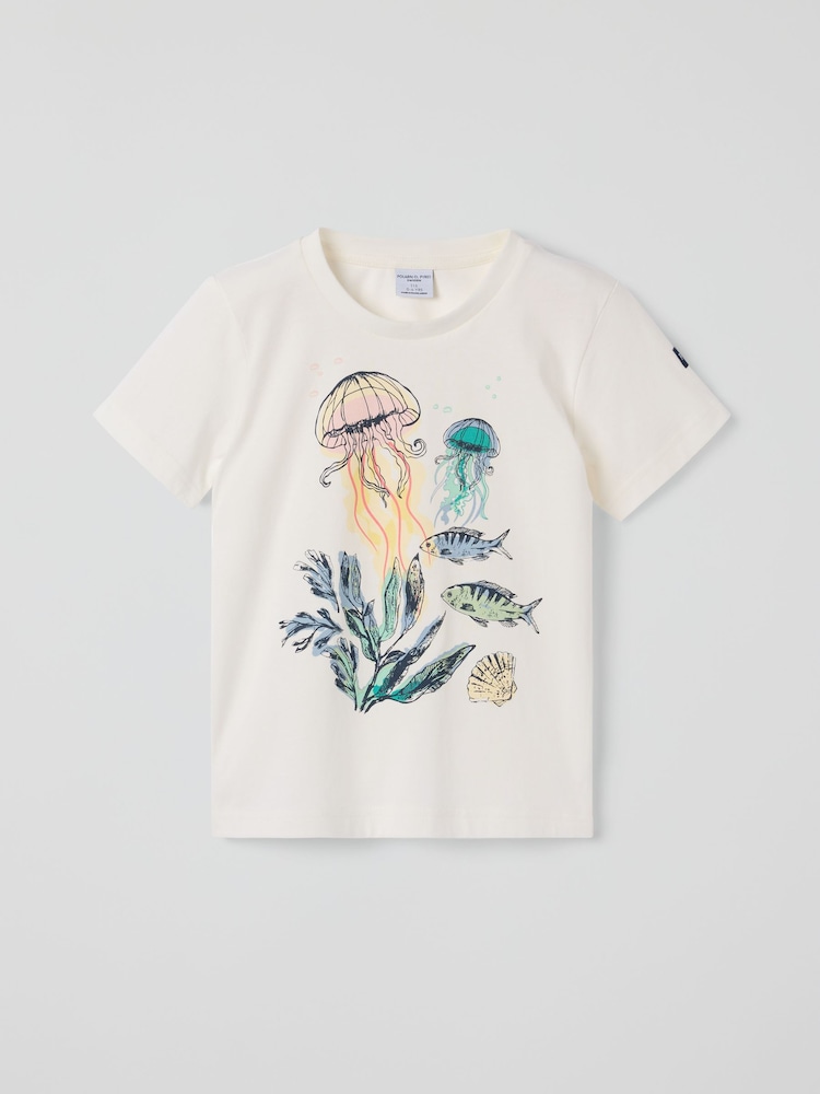 Polarn O. Pyret White Cotton Printed T-Shirt - Image 1 of 4 Polarn O. Pyret White Cotton Printed T-Shirt - Image 1 of 4