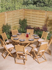 Rowlinson Natural Ashdown Folding 8 Seat Round Garden Dining Set wit Cushions - Image 1 of 6