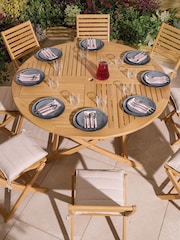 Rowlinson Natural Ashdown Folding 8 Seat Round Garden Dining Set wit Cushions - Image 2 of 6