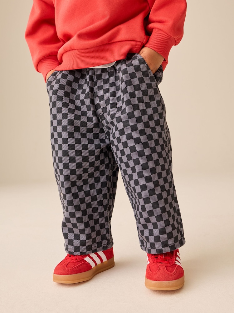 Black/Grey Checkerboard Wide Barrel Jeans (3mths-7yrs) - Image 1 of 5 Black/Grey Checkerboard Wide Barrel Jeans (3mths-7yrs) - Image 1 of 5