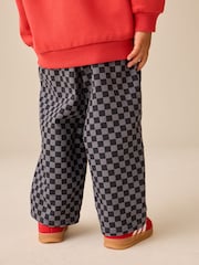 Black/Grey Checkerboard Wide Barrel Jeans (3mths-7yrs) - Image 4 of 5