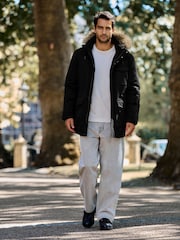 Black Shower Resistant Faux Fur Hooded Parka With Quilted Lining - Image 2 of 11