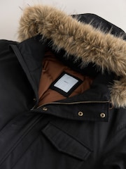 Black Shower Resistant Faux Fur Hooded Parka With Quilted Lining - Image 9 of 11