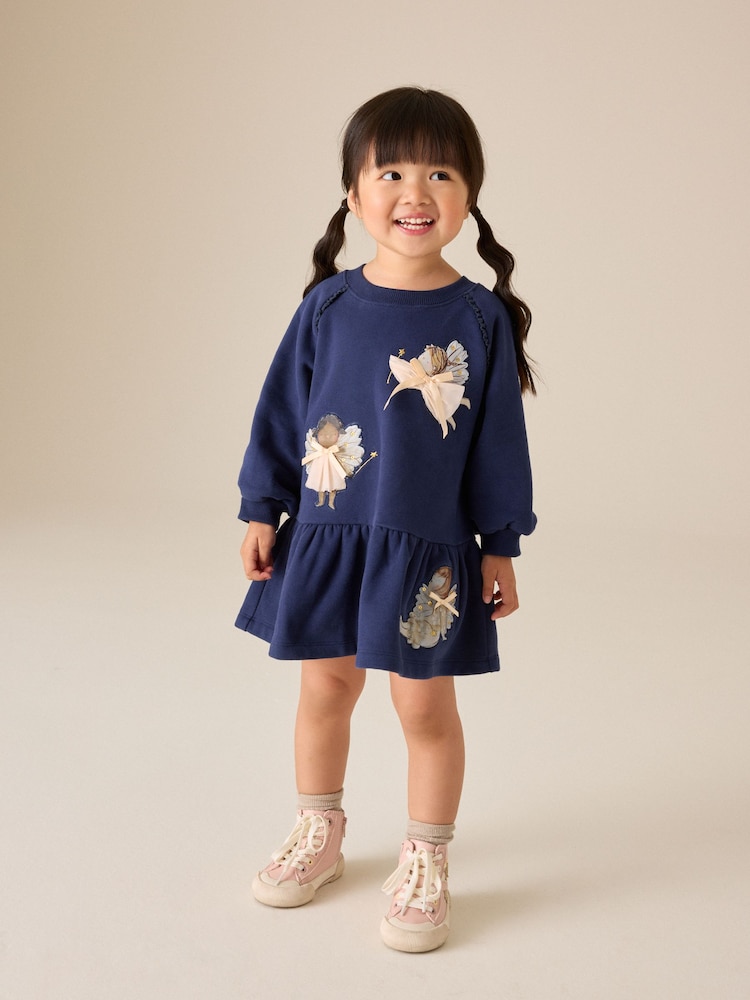 Navy Fairy Long Sleeve Sweat Dress (3mths-7yrs) - Image 2 of 5 Navy Fairy Long Sleeve Sweat Dress (3mths-7yrs) - Image 2 of 5