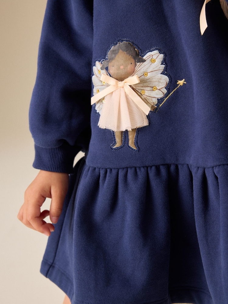 Navy Fairy Long Sleeve Sweat Dress (3mths-7yrs) - Image 5 of 5 Navy Fairy Long Sleeve Sweat Dress (3mths-7yrs) - Image 5 of 5