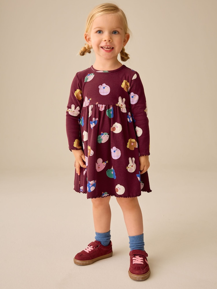 Navy Long Sleeve Ribbed Dress (3mths-7yrs) - Image 1 of 9 Navy Long Sleeve Ribbed Dress (3mths-7yrs) - Image 1 of 9