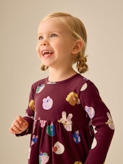 Navy Long Sleeve Ribbed Dress (3mths-7yrs) - Image 4 of 9