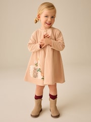 Ecru Emboidered Swan Long Sleeve Dress (3mths-7yrs) - Image 1 of 5