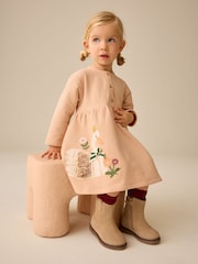 Ecru Emboidered Swan Long Sleeve Dress (3mths-7yrs) - Image 2 of 5