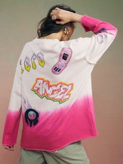 River Island White Year Zero Graphic Print Dipdye Sweatshirt - Image 2 of 4