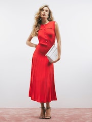 River Island Red Sleeveless Knitted Pointelle Maxi Dress - Image 1 of 4