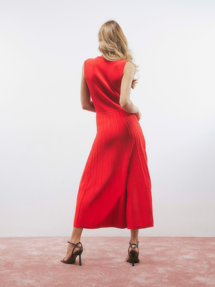 River Island Red Sleeveless Knitted Pointelle Maxi Dress - Image 4 of 4