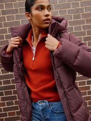 Berry Shower Resistant Hooded Long Wadded Coat - Image 1 of 8