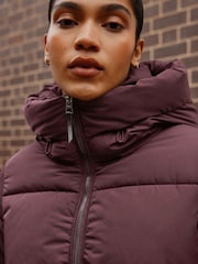 Berry Shower Resistant Hooded Long Wadded Coat - Image 4 of 8