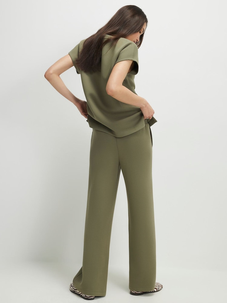 River Island Green Premium Twill Wide Leg Joggers - Image 2 of 4