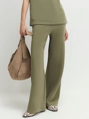 River Island Green Premium Twill Wide Leg Joggers - Image 4 of 4