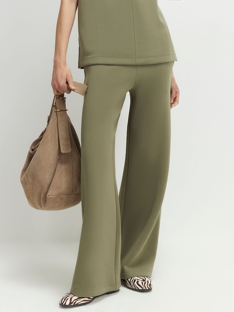 River Island Green Premium Twill Wide Leg Joggers - Image 4 of 4