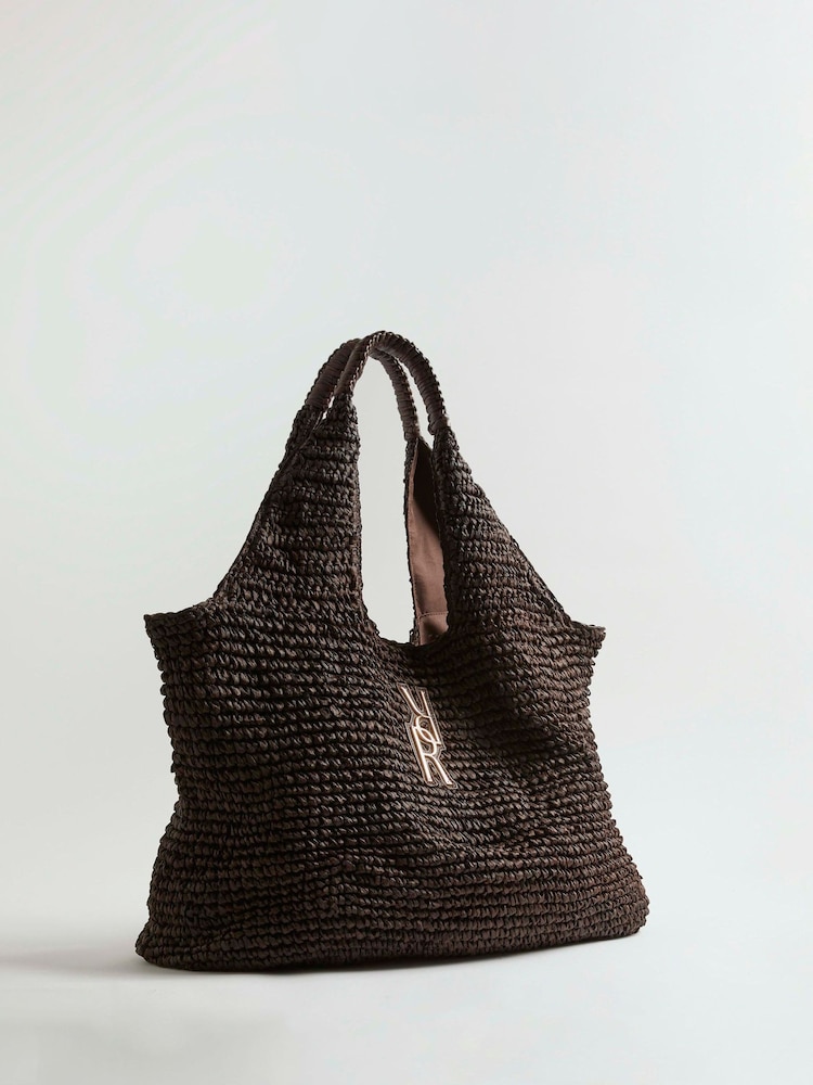 River Island Brown Raffia Shopper Bag - Image 2 of 5 River Island Brown Raffia Shopper Bag - Image 2 of 5