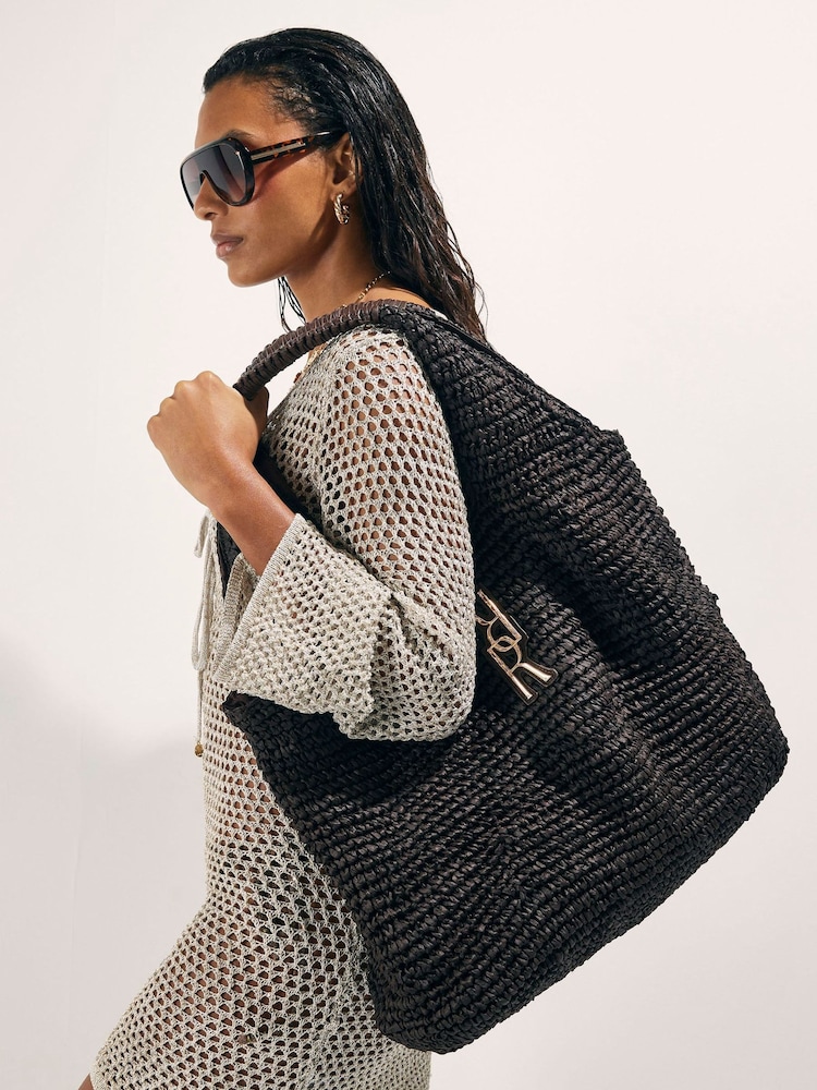 River Island Brown Raffia Shopper Bag - Image 5 of 5 River Island Brown Raffia Shopper Bag - Image 5 of 5