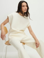 River Island Cream Short Sleeve Premium Twill Top - Image 1 of 4