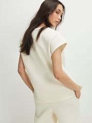 River Island Cream Short Sleeve Premium Twill Top - Image 2 of 4