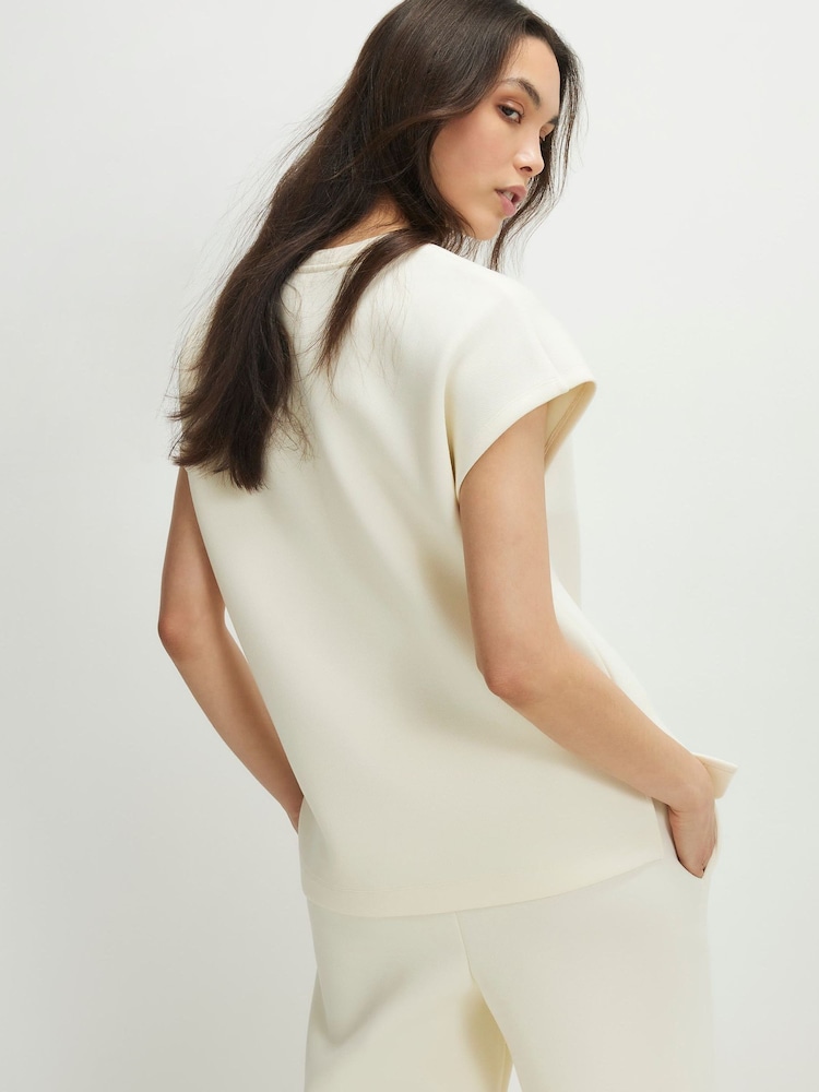 River Island Cream Short Sleeve Premium Twill Top - Image 2 of 4