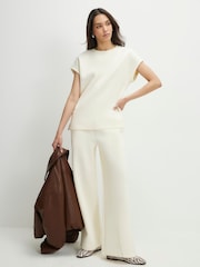 River Island Cream Short Sleeve Premium Twill Top - Image 3 of 4