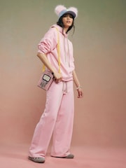 River Island Pink Year Zero Embellished Wide Leg Joggers - Image 1 of 4