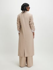 River Island Cream Longline Striped Oversized Duster Coat - Image 2 of 4