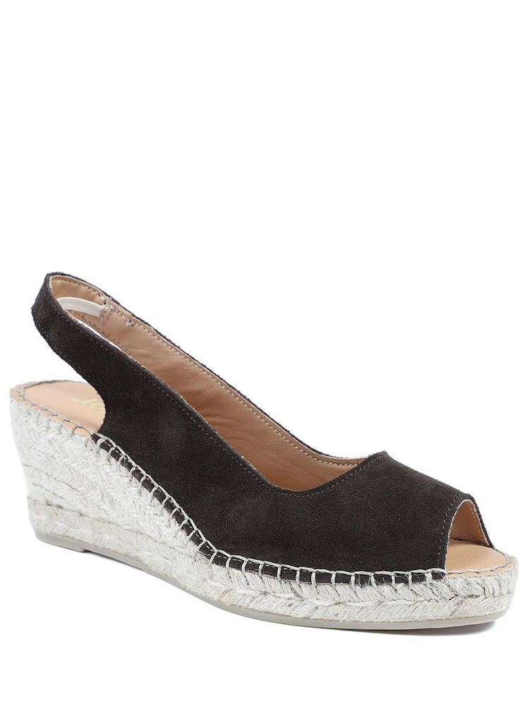 Sjokolade semsket skinn - Jones Bootmaker Natural Rosanna Slingback Wedge-sko - Bilde 2 av 5 Sjokolade semsket skinn - Jones Bootmaker Natural Rosanna Slingback Wedge-sko - Bilde 2 av 5