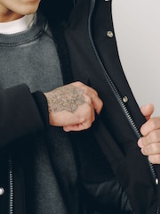 Black Waterpoof Borg Lined Parka - Image 6 of 11