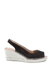 Jones Bootmaker Chocolate Suede Wide Fit Natural Rosanna Slingback Wedges - Image 1 of 5