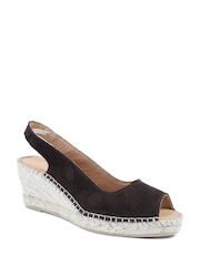 Jones Bootmaker Chocolate Suede Wide Fit Natural Rosanna Slingback Wedges - Image 2 of 5