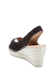 Jones Bootmaker Chocolate Suede Wide Fit Natural Rosanna Slingback Wedges - Image 3 of 5