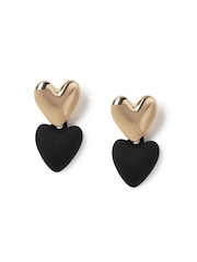Aela Matte Heart Drop Black Earrings - Image 2 of 3