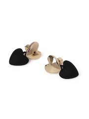 Aela Matte Heart Drop Black Earrings - Image 3 of 3